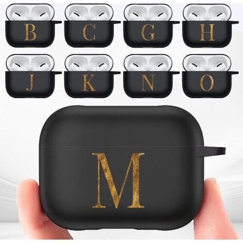 For Apple AirPods Pro Drop-resistant Earphone Case - Simple Letter Series Silicone Earphone Sleeve Matte Black Protective Case