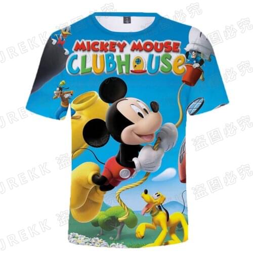 Disney Mickey Mouse Kids Tee Shirts Fashion Anime Cartoon T-shirt For Men Summer 3D Print Fashion Children Clothing