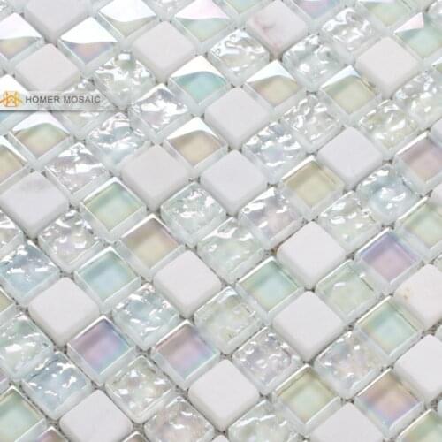 Elegant pure white glass mixed stone mosaic tiles bathroom tiles backsplash mosaic tile bathroom shower mosaic free shipping