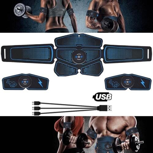 Gym Stimulator Muscle Toner EMS Press Trainer Abdomen Electrostimulation USB Charged Fitness Home Workout Muscle Toning Belt