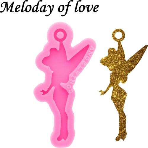 Glossy Angel Girl Keychain Mold Silicone Resin Mould DIY for Epoxy Making Jewelry Necklace Chocolate Polymer Clay DY0670