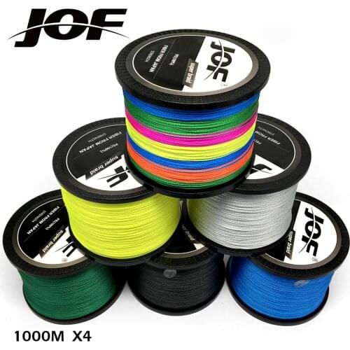 JOF 1000M/547Yards PE Braided Fishing Line Multifilament 4 Strands Cord For Carp Fishing 10 12 18 28 35 40 50 60 80 LB