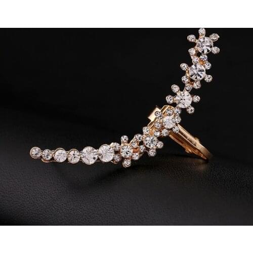 Clip earring Fashion Shiny Rhinestone Ear Cuff Full Crystal Flower Women Jewelry Accessories Wedding Party Gift Clip Earrings
