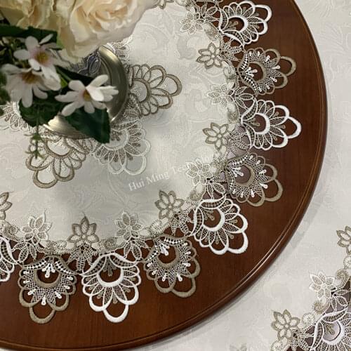 Europe round table cover Lace Dining Tablecloth Warm flower Cushion cloth Towel Cover Countryside Fabric Dust Cloth Cover HM98