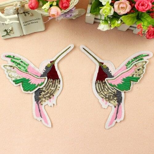 18x15cm sequins birds lace patch clothes sew on embroidered applique small patches diy accessories