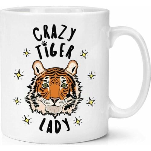 Crazy Tiger Lady Stars White Coffee Mug