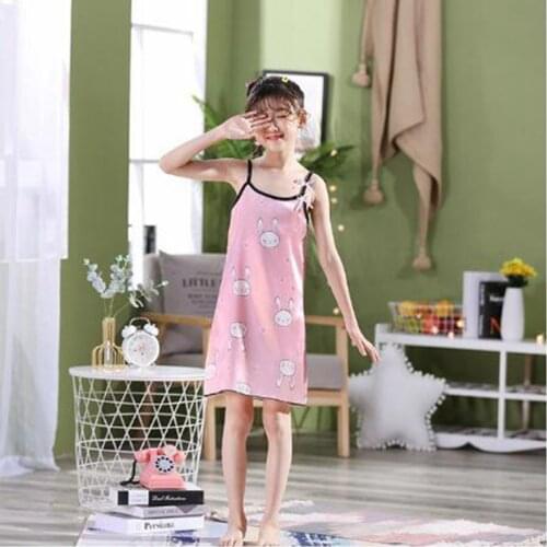 Summer Toddler Girl Nightgown Suspenders Cartoon Children Princess Nightdress Clothing Baby Sleepwear Kids Sleeping Dress