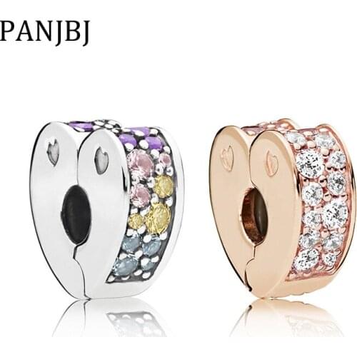 New Original Alloy Bead Sparkling Arcs of Love Clip Charms Stopper Fit Bracelet Bangle Necklace DIY Women Jewelry