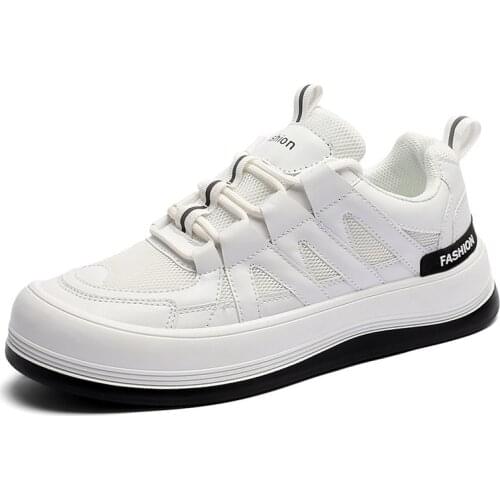 New Sports Running Shoes Outdoor Breathable Non-slip Lace-up Mesh Shoes Round Toe Low-top Thick-soled Casual Mens Shoes