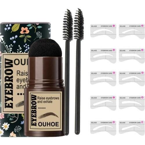 One Step Eyebrow Stamp Shaping Kit Eyebrow Stamp Set Eyebrow Stencil Shaping Waterproof Eyebrow Definer Brow Powder Makeup