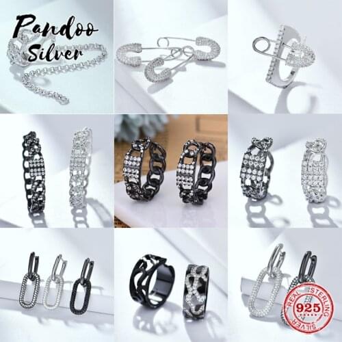 S925 Sterling Silver Jewelry 1:1 Copy,Mono Camouflage Sliding Ear Cuff,Safety Pin Earring,Camouflage Curved Earrings