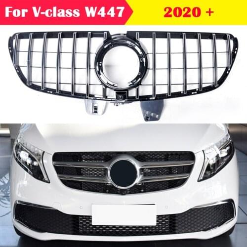 Car Front Middle Grille for Mercedes-Benz V-Class V260L 2020-2021 GT AMG ABS Center Grill Facelift VerticalBar Bumper W447