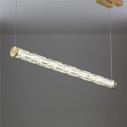 Restaurant Kitchen Dining Room Hanging Light Fixture Home Decor Crystal Column Pendant Lamp Simple Crystal Line Pendant Lights