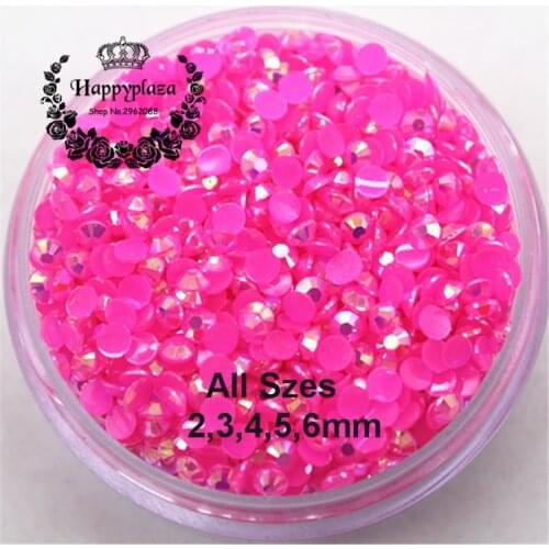 All Sizes 2,3,4,5,6mm Resin Rhinestone 14 Facets Flatback Jelly Light Hot Pink AB Decoration for Phones Bags Shoes Nails DIY