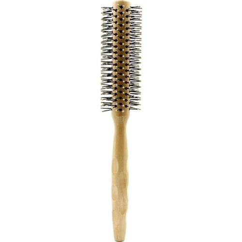 Professional Salon HairStylist Bristle Curly Hair Brush Wood Handle Hairdressing Styling Comb Anti-Static Detangling Hair Brush