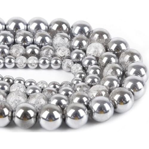 Silvery Crack Color 6mm/8mm/10mm/12mm Round Spacer Austria Crystal Beads For DIY Jewelry Making Crafts Glass Loose Beads