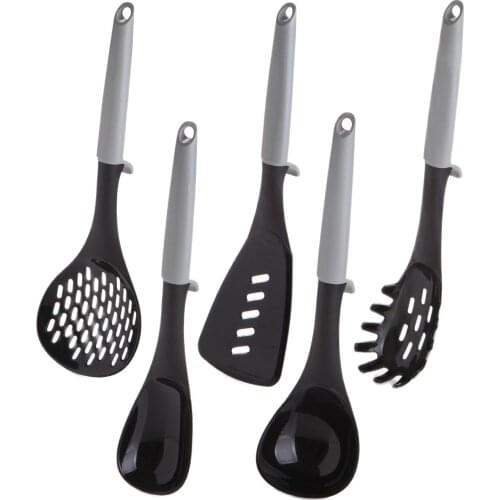 Lux Gray Black Policarbon 5'li Service set Brush Grater To Rob Beater To Rob Colander Spatula scoop spoon 3 set different