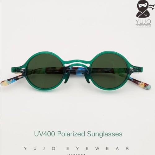 Vintage high quality acetic acid plate small round prescription myopia UV400 Polarized Sunglasses Retro Green reading Sunglasses