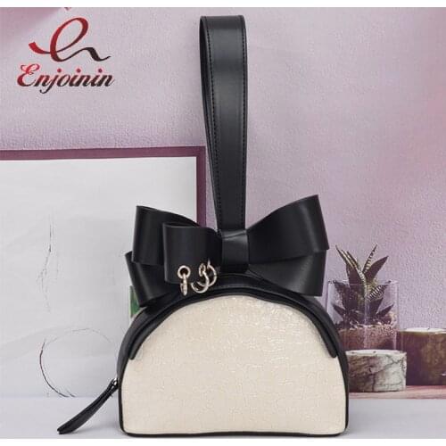 Cute Bowknot Purses and Handbags for Women Party Evening Clutch Bag Fashion Leather Wedding Designer Bag Dumpling Shaped bBag