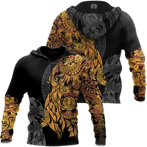 Aztec Mayan Turkey Thanksgiving 3D All Over Printed Vintage Hoodie Men Sweatshirt Streetwear Pullover Casual Jacket Tracksuit