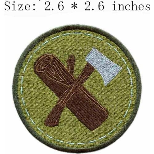 Axe and firewood 2.6"wide embroidery patch for clothing patch/bordado/navy patch