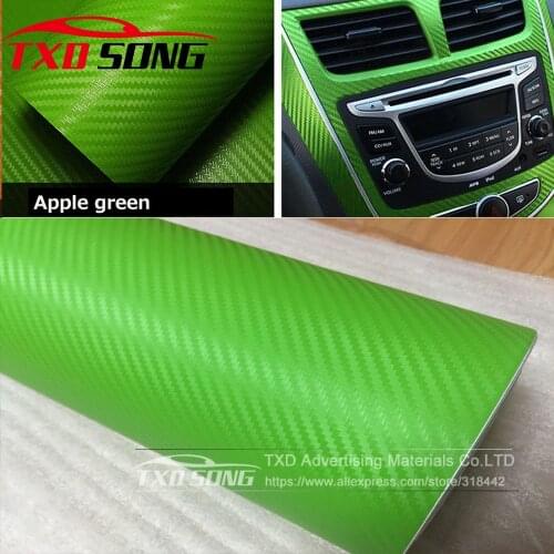 30x127CM(12"X50") Green 3D Carbon Fiber Film 3D Vinyl Sticker Car Body/Interior Decoration 3D Carbon Fiber Wrap Film 16 Colors