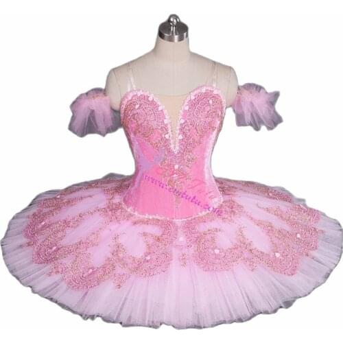 Adult Pink Gold Professional Ballet Tutu Women Nutcracker Platter Pancake Ballet Tutu Dress Classical Ballet Performance Costume