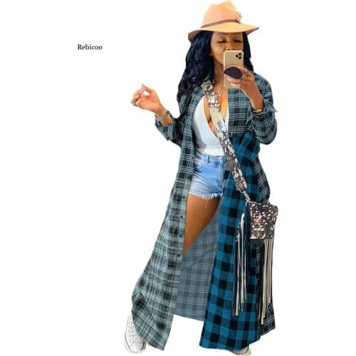 Plaid Jackets for Women Plus Size Fashion Fall Long Sleeve Outwear Clothing Elegant Streetwear Oversized Top Blouse Coats