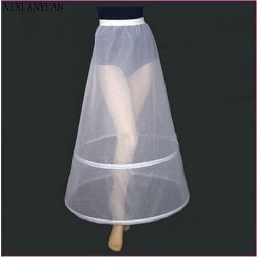 Wholesale Women White 2 Hoops A-line Wedding Accessories Bridal Crinolines Vestidos De Novia Underskirt Bustle Petticoats