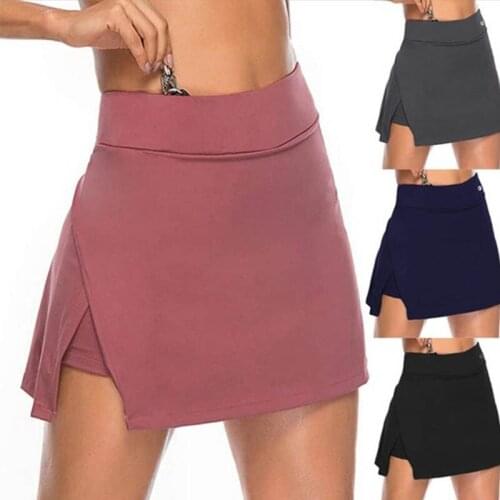 Women Sports Shorts Yoga Breathable 2020 Tennis Skirt Fitness Casual Sweat Absorb Anti Exposure Gym Fake Two-Piece Female Shorts