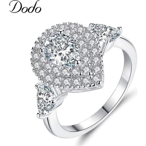 New Fashion Women Jewelry Silver Color Bling Water Drop Rings Heart Love Wedding Ring Size 6 7 8 9 Anillos Anel Sale Bijoux R418