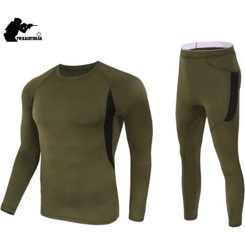 Winter Mens Thermal Underwear Suit Fleece Warm Breathable Sport Underwear Set Men High Elastic Quick Drying Long Johns AJ155