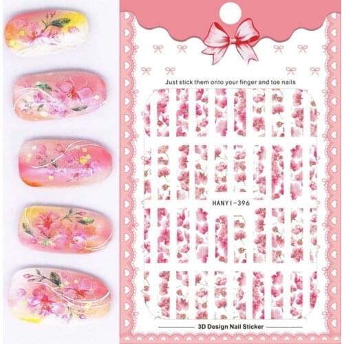 1 Sheet Nail Stickers Cherry Blossoms Decals Design UV Gel Polish for Summer Fashion Nail Art Slice Decoration