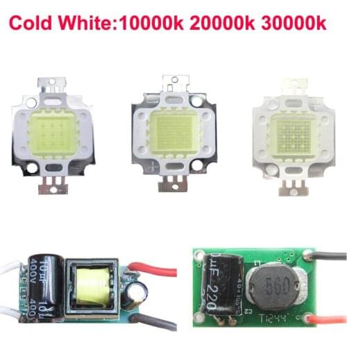 1pcs 10w Cold White 10000K 20000K 30000K LED Light Bulb Diode Lamp Chip Part With / Without 10W AC / DC LED Driver Power Supply