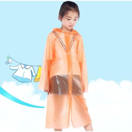 1pcs Children Thicken Disposable Raincoat Hooded Kids Poncho Button waterproof PEVA Material Portable Outdoor Rainwear