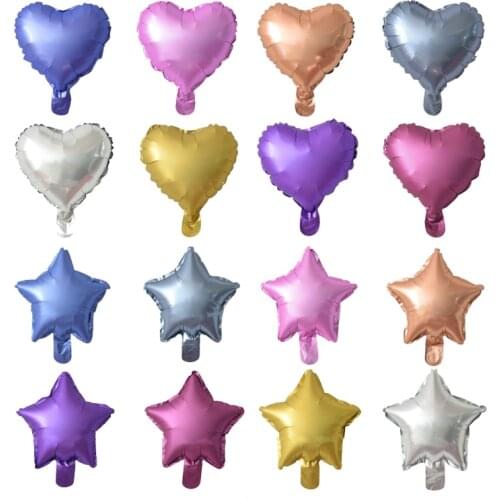 10/30pcs 10Inch small Metallic Star Heart Shaped Aluminum Film Balloon Birthday Wedding Party Holiday Cake Decoration Balloon