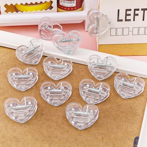 10pcs/set Transparent Love Heart Clip Student Mini Decoration Photo Folder Student Stationery Paper Clip Office Accessories