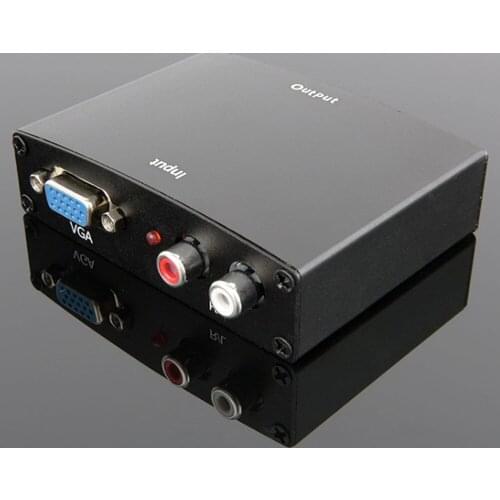 10pcs/lot 1080P HD VGA to HDMI + 2 x RCA Phono Analog Audio Converter Box for HDTV Smart TV TV Box