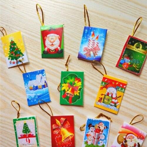 100pcs Merry Christmas Greeting Card Elk Wishes Mini Decoration Gift Bell Postcard Wish Letter Label Pendant Tags Wholesale New