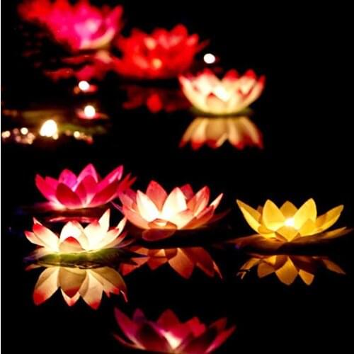 20cm Diameter LED Lotus lamp in Colorful Changed floating water Wishing Light Water Lanterns For Party Decoration