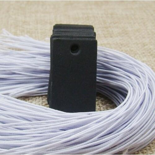 250PCS retangular black blank Price paper Tag+250PCS white elastic Strings Gift Tag DIY Handmade Label tag Accept Custom Logo