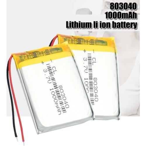 3.7V 1000mAh 803040 Lithium Polymer Li-Po ion Rechargeable Battery For MP4 MP5 GPS PSP mobile Pocket PC e-books bluetooth