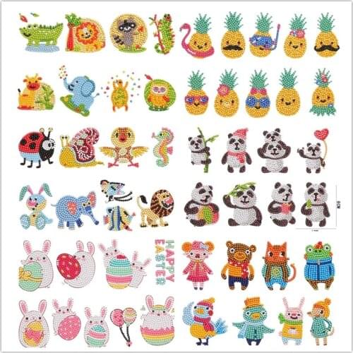 5D Diamond Painting Stickers Self-Adhesive Diamond Painting by Number Kits Animal Rhinestone Sticker for DIY Crafts Decoration