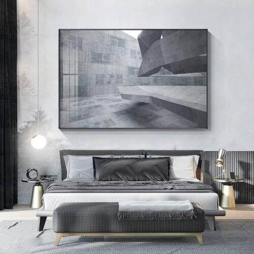 Abstract black and white Architectural art Canvas Painting poster and print Industrial Art Wall Pictures for Living Room Bedroom