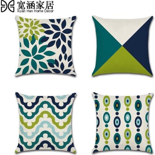 45x45cm Abstract Geometric Pillowcase Linen Invisible Zippered Office Sofa Cushion Pillow Case Waist Decorative Cushion Cover