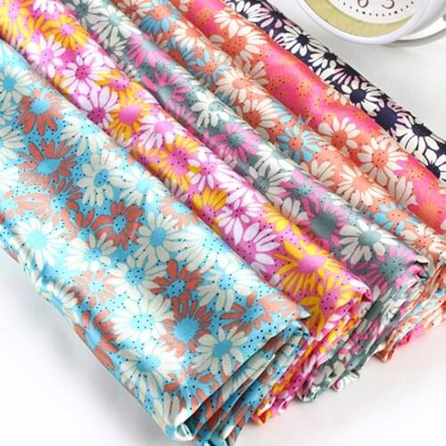 Satin fabric Soft floral Satin Fabric silky daisy Satin Charmeuse scarf ribbon material1 yard