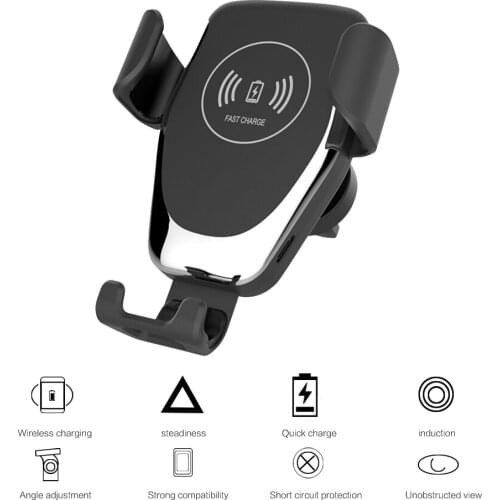 Anti-shock Fast Qi 360 Degree Rotatable Car Wireless Charger for xiaomi mix2s 2 In 1 Car Phone Holder Stand