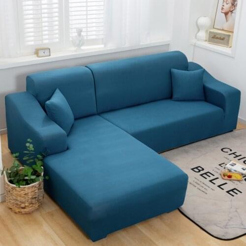 Solid Color L Shape Corner Sofa Cover Elastic Sectional Sofa Seat Covers Tight Wrap Stretch Couch Covers for Sofas Room Decor
