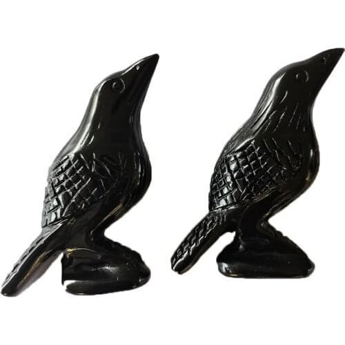 Natural Black Obsidian Carving Animal Hand-Carved Moon Skull And Crow Healing Chakra Mineral quartz energy home decor gift