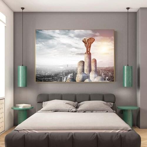 Wild Elephant Africa Elephant Animal Canvas Art Landscape Painting Posters and Prints Scandinavian Wall Picture for Living Room